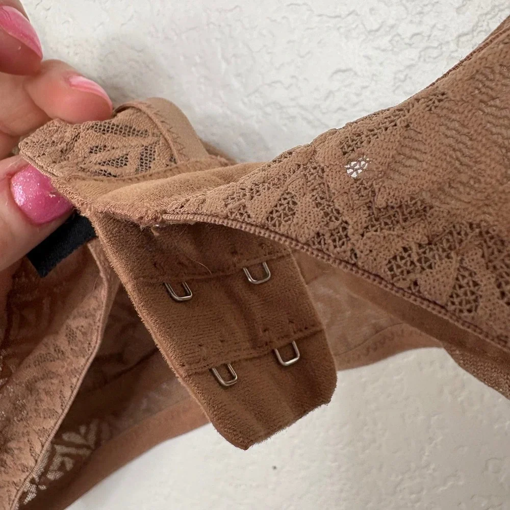 ELSE Lingerie‎ Betty Triangle Soft Bra Bronze Geometric Lace Bralette XL 38C 40B